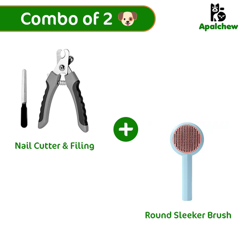 Round Sleeker Brush, Nail Cutter & Filler - Combo C