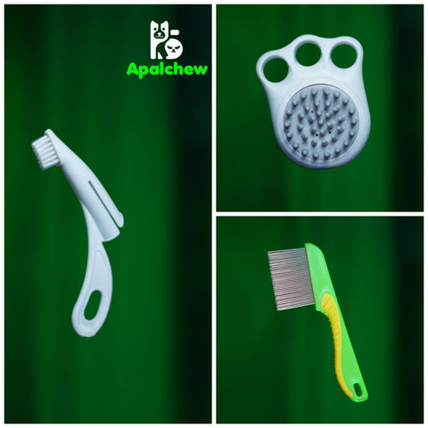 Massage Shampoo Brush, Toothbrush and Tik Comb - Combo B